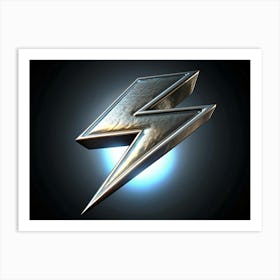 Metallic Silver Lightning Bolt Art Print