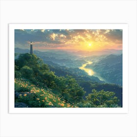 Sunset In The Mountains Art Print