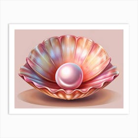Pink Pearl In An Open Seashell Art Print
