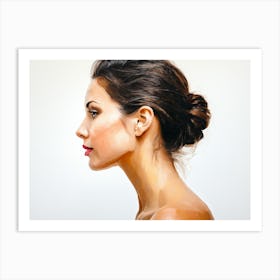 Side Profile Of Beautiful Woman Oil Painting 68 Art Print