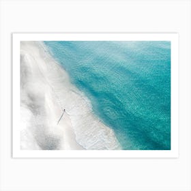 Calm Blue Ocean White Sand Footprints Art Print