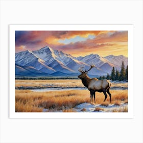 Golden Fields, Endless Skies Elk Art Print