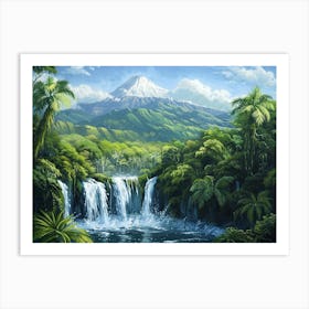 Waterfall In The Jungle 2 Art Print