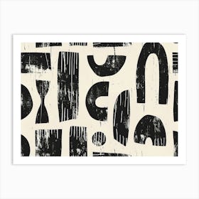 minimal black white Abstract Pattern Art Print