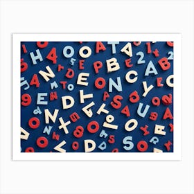 An Image Of A Colorful Background With Randomly Placed Letters And Numbers In Various Colors And Fonts Art Print