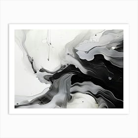 Fluid Dynamics Abstract Black And White 7 Art Print