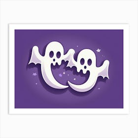 Ghosts On A Purple Background Art Print