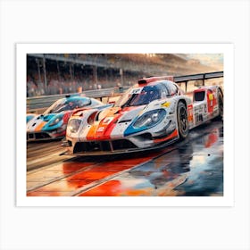 Two Racing Cars On A Track Art Print