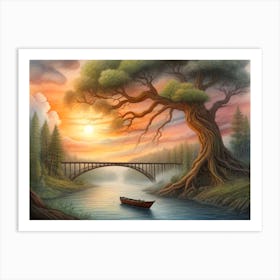 Sunset By The River Art Print