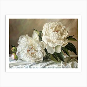 White Peonies 6 Art Print