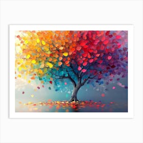 Elegant Colorful Tree With Vibrant Leaves Hanging Branches Art Print