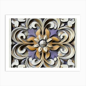 Sculpture Designation Retro Pattern Spiral Curve Cross Art Print