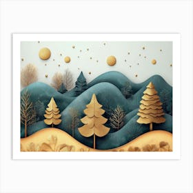 Christmas Trees In The Mountains Art Print