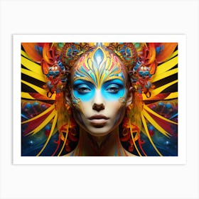 Psychedelic Art. Psychedelic Pinnacle: Female Energy in Vibrant Display. beauty Art Print