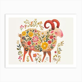 Little Floral Ram 1 Art Print