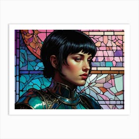 Portrait of a girl against the background of stained glass 1 Art Print