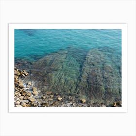 Blue sea water on the rocky Mediterranean coast Art Print