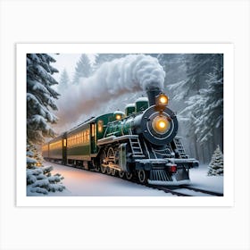 Christmas Train Vintage Art Print