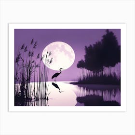 Heron in Moonlight 1 Art Print