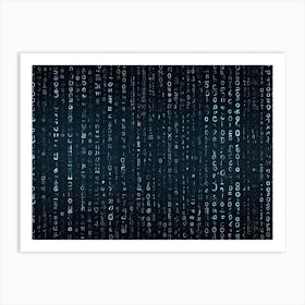 Abstract Image Of A Background Of Blue And White Numbers And Symbols, Resembling A Digital Code Or A Matrix Like Scene Art Print