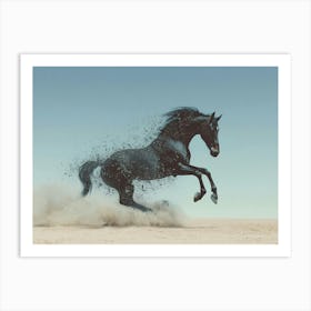 Black Horse In The Desert Art Print