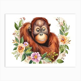 Little Floral Orangutan 2 Art Print