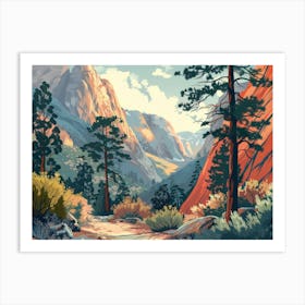 Vintage Wooded Pines 2 Art Print