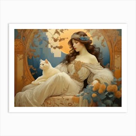 Girl-Themed Art Nouveau Art Print Art Print