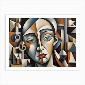 Pensive Woman Cubism Art Print