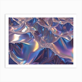 Abstract 3d Render Of Iridescent, Metallic Hills Art Print