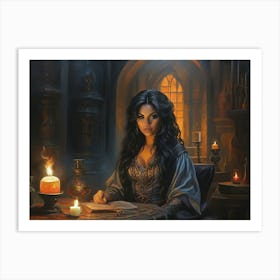 Witch At The Table Art Print