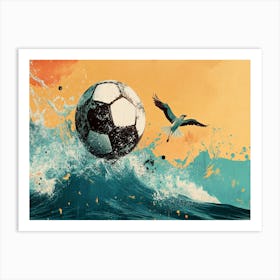 Soccer Ball In The Ocean Art Print