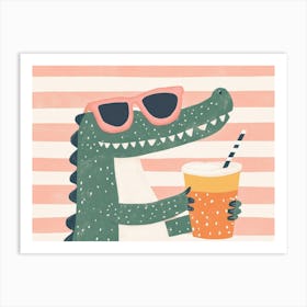 Crocodile Drink Art Print