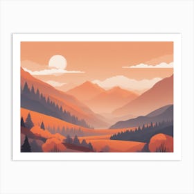 Misty mountains horizontal background in orange tone 169 Art Print