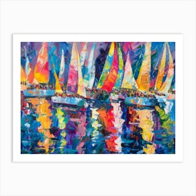 Sailboats At Night 1 Art Print