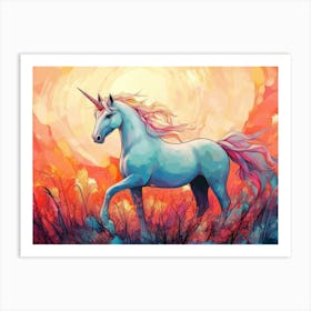 Fantasy Illustration of a Wild Unicorn Horse 2 Art Print