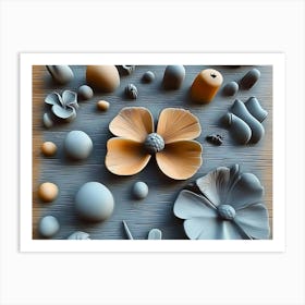 3d Flowers Abstract Art Print