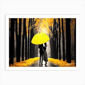 Autumn Yellow Love - Yellow Umbrella Art Print