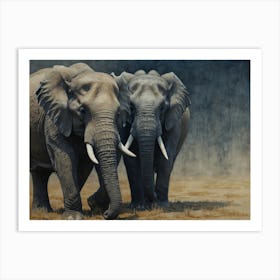 Two Elephants Art Print