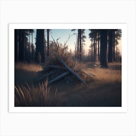 The Forest Of Withered Grass And Standing Dead Trees Art Print