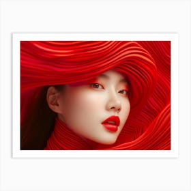 Red Wavy Hair Art Print