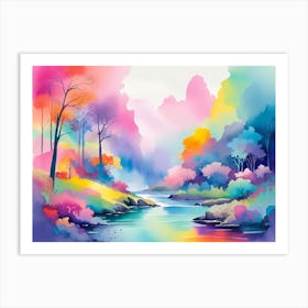 Rainbow Landscape Painting Art Print