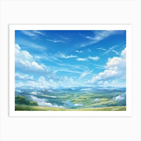 A Panorama Of A Crisp Clear Sky On A Sunlit Day The Vast Cloudscape Spreading Out Unfurling Artist (7) Art Print