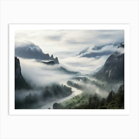 Misty Valley Paintings Art Print 1 Art Print