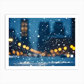 Snow Falling In The City Art Print