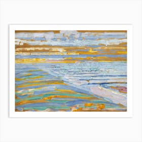 Dunes With Beach And Piers Background, Oil Painting, Piet Mondrian Art Print