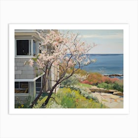 Grey House On The Coast - expressionism Art Print