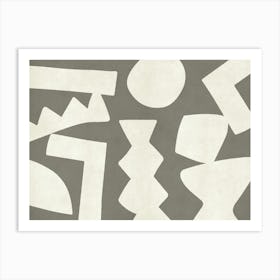 Bohemian Graphic Pattern Monochromatic - Warm Grey Art Print