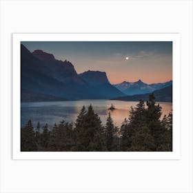 Montana Lake Sunset Art Print