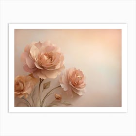 Roses On A Beige Background Art Print